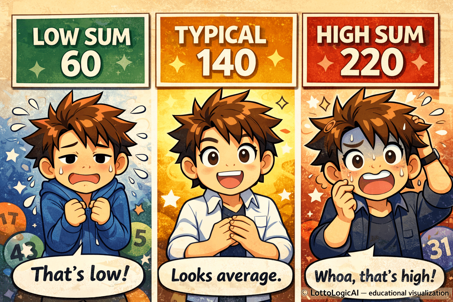 Low, typical, and high lottery sum ranges