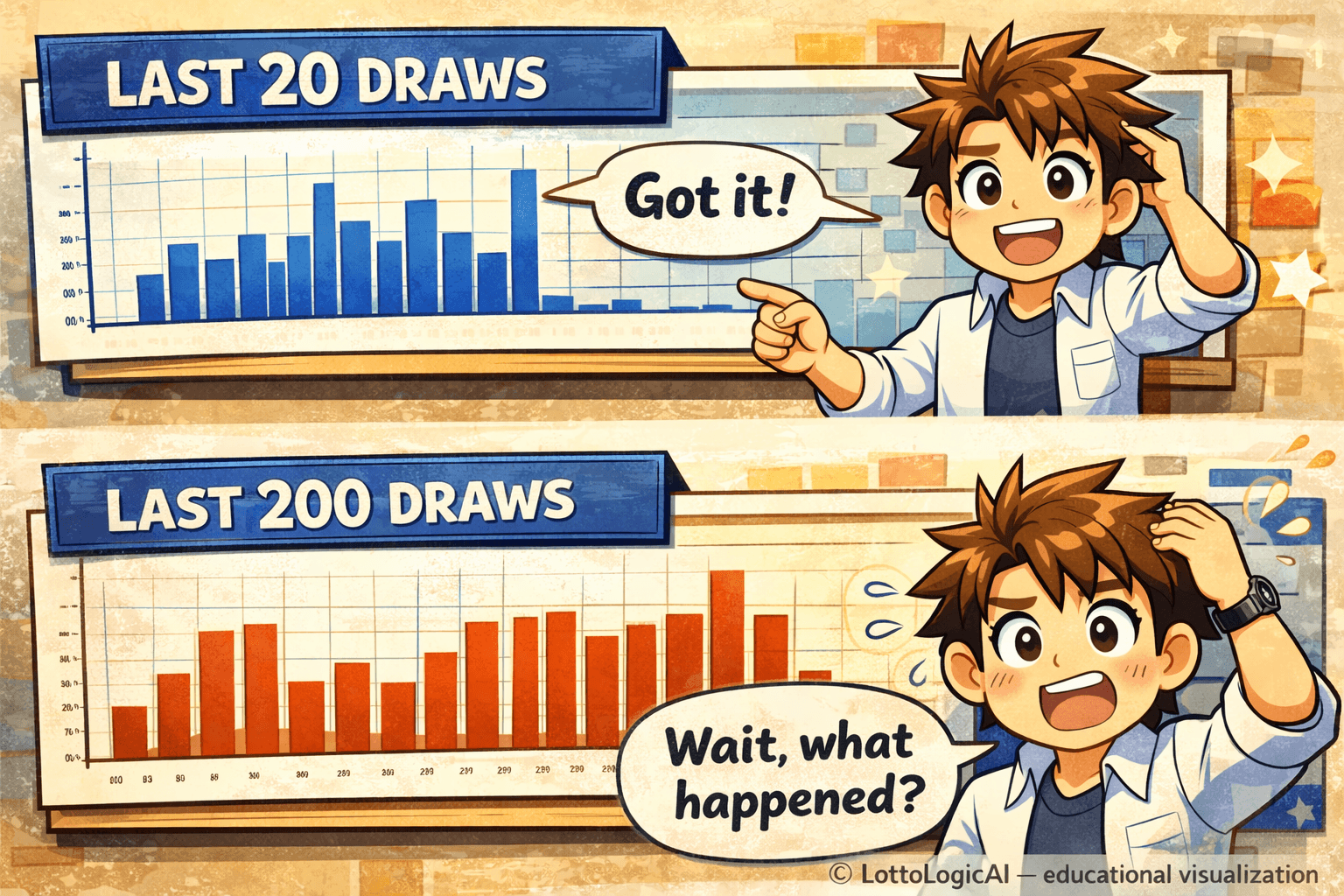 Different historical windows produce different sum patterns