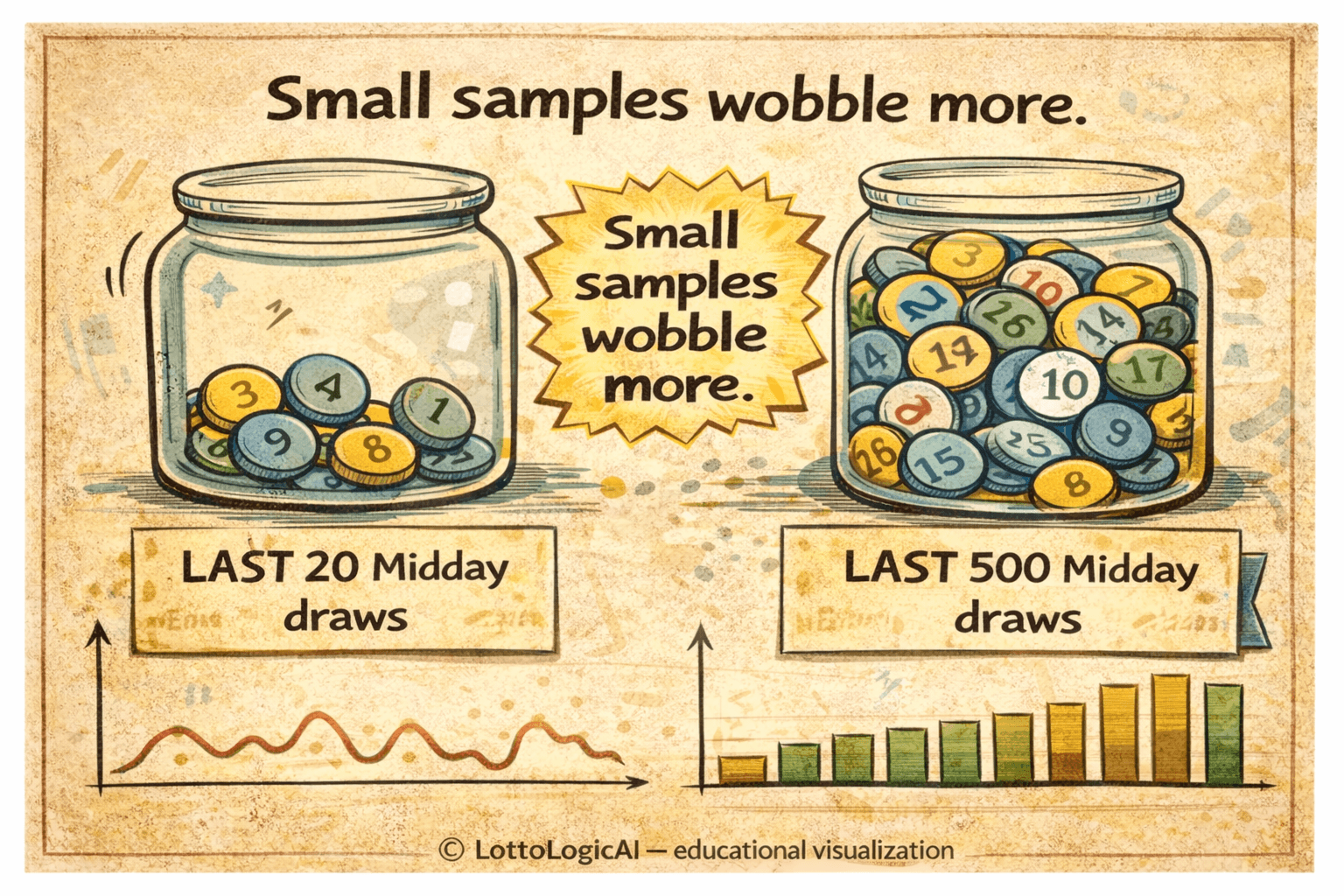 Small vs large sample size in lottery history