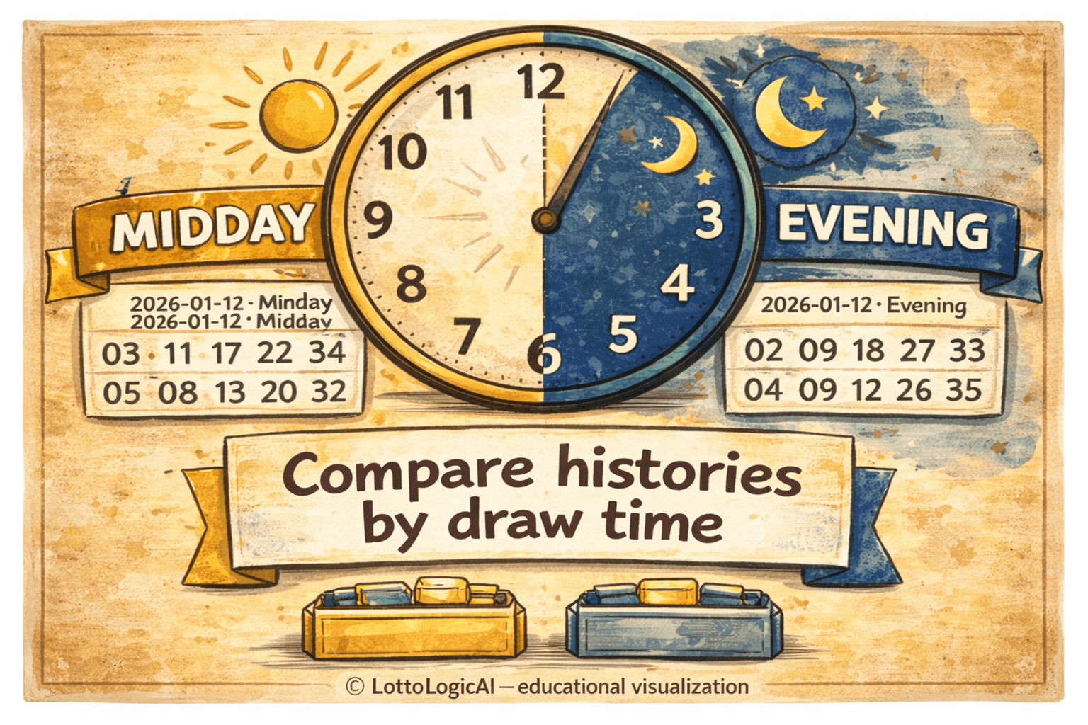 Comparing lottery histories by draw time